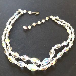 AB crystal beaded 2 Strands Necklace vintage